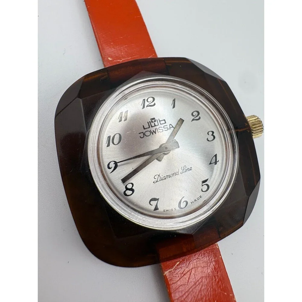 Vintage Swiss Jowissa Diamond Line Tortoiseshell manual wind Watch running